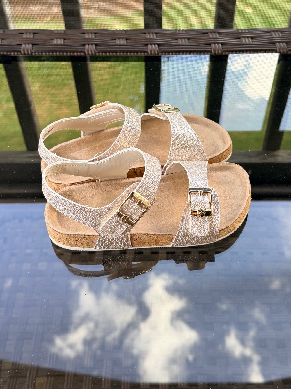 Jessica Simpson Kids Glitter Rose Gold Buckle Sandals Size 11